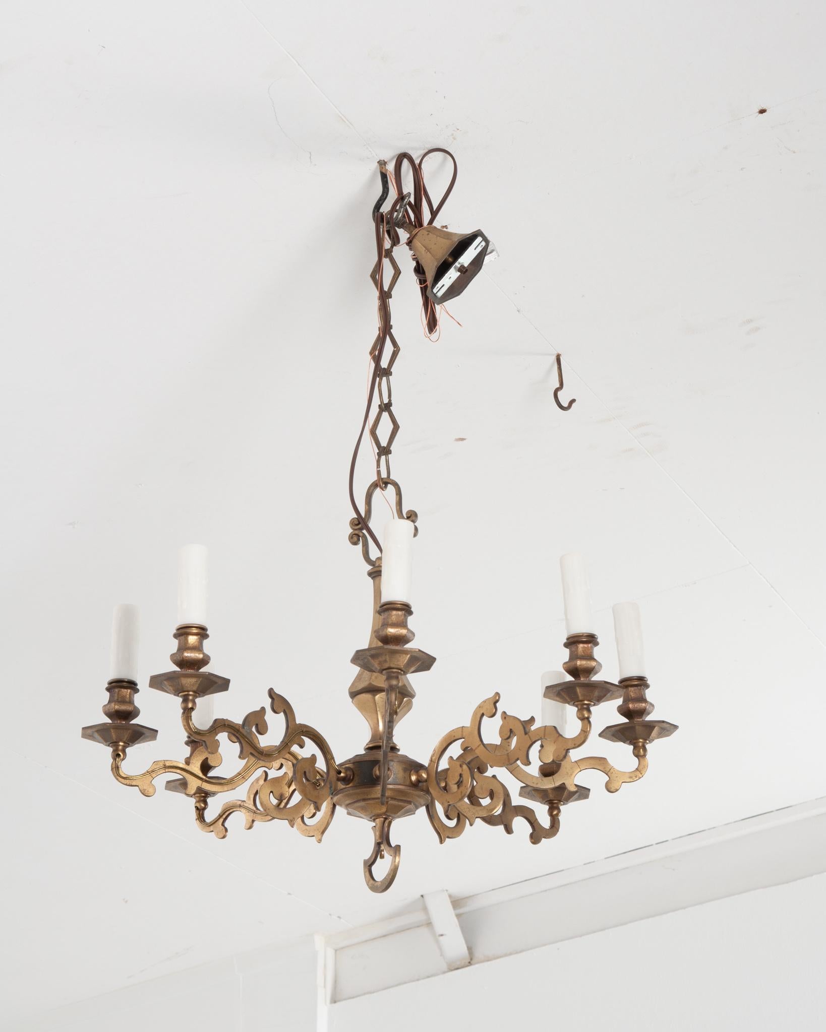 Metal French 19th Century Brass Chandelier For Sale