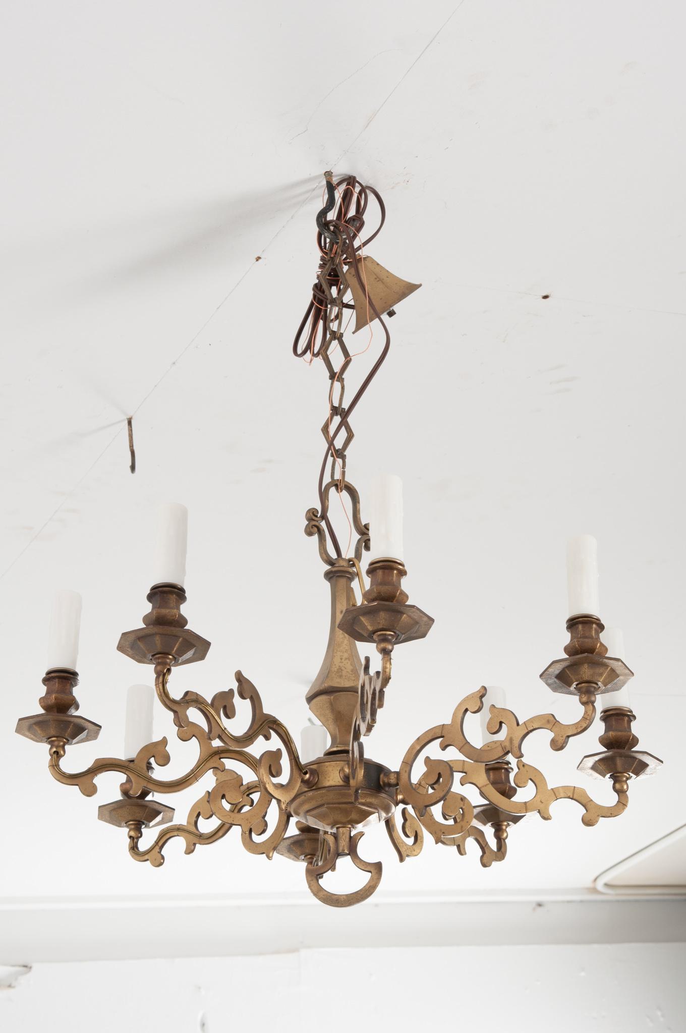 French 19th Century Brass Chandelier For Sale 2
