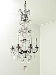 French 19th Century Brass & Crystal Chandelier