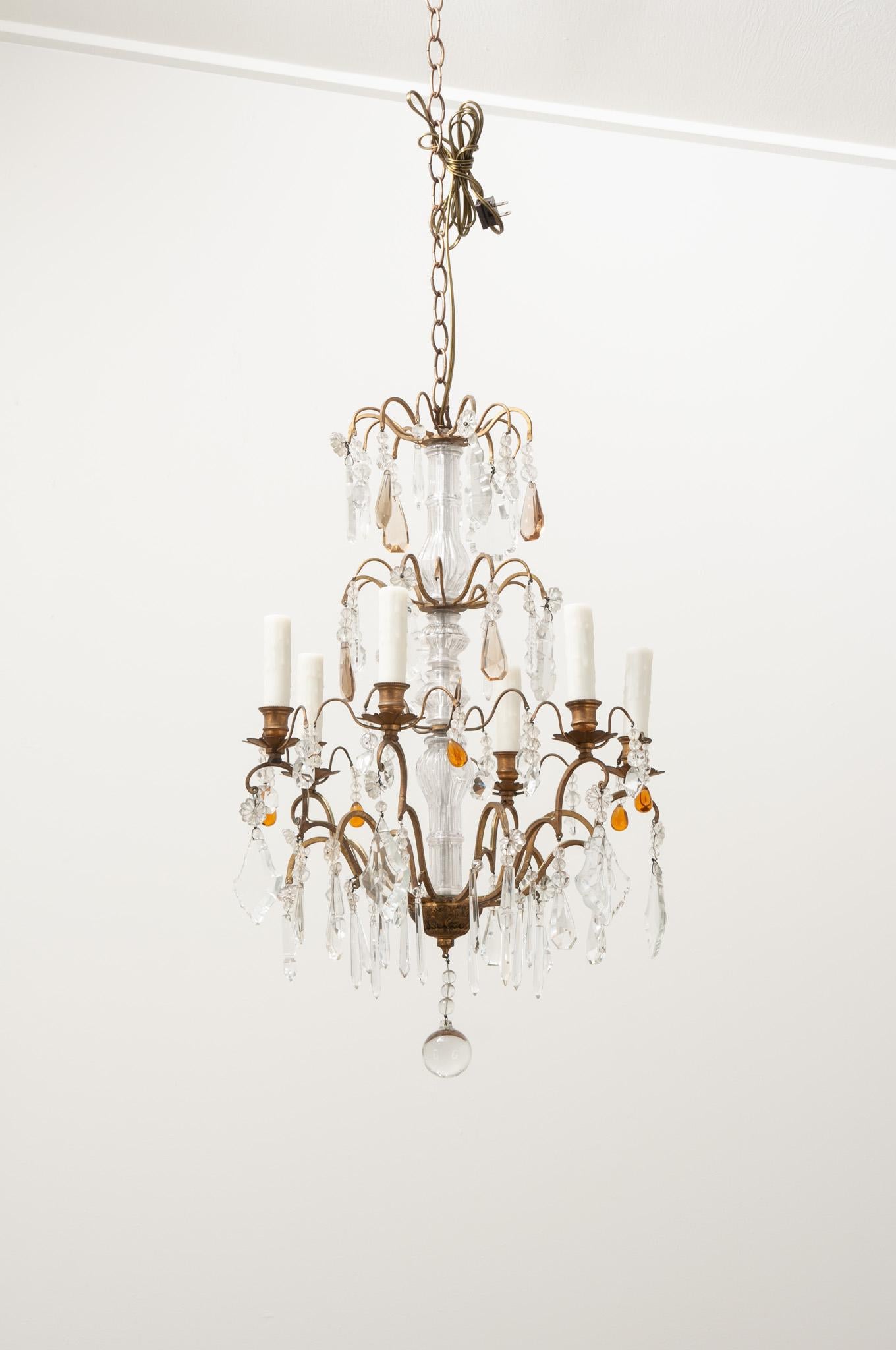 Other French 19th Century Brass & Crystal Chandelier