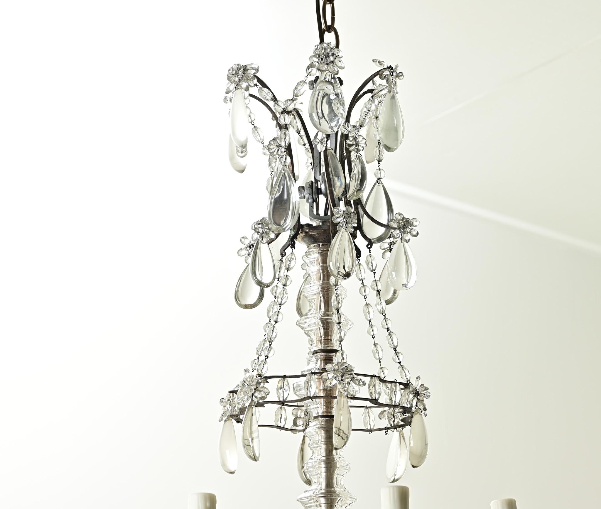 French 19th Century Brass & Crystal Chandelier For Sale 1
