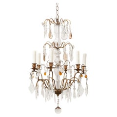 French 19th Century Brass & Crystal Chandelier