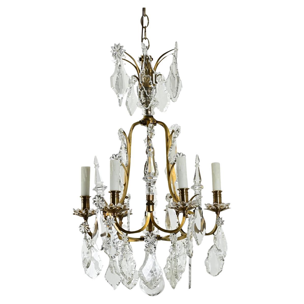 French 19th Century Brass & Crystal Chandelier