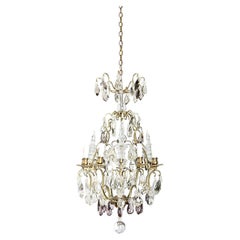 French 19th Century Brass & Crystal Chandelier