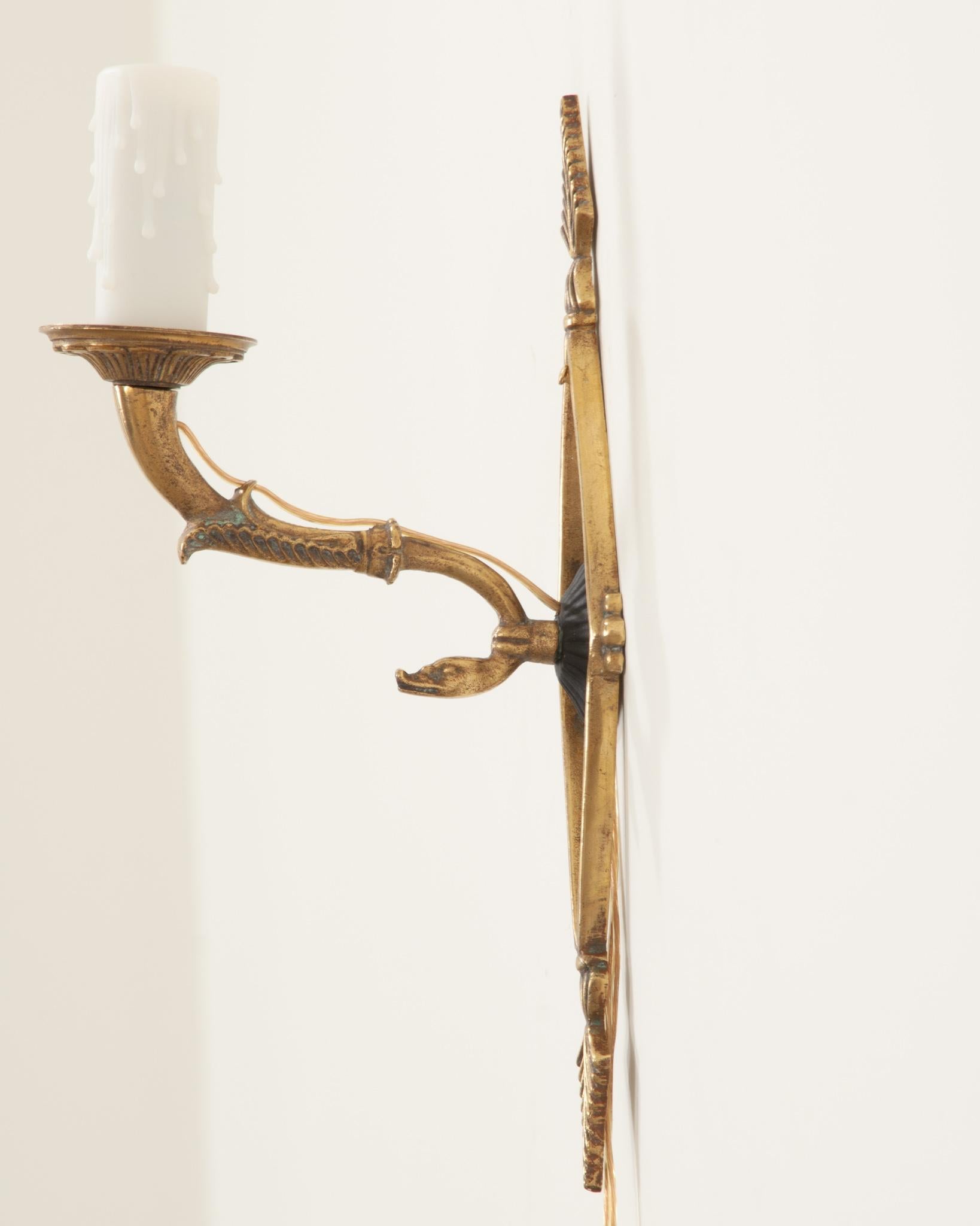 French 19th Century Brass Empire Sconce In Good Condition For Sale In Baton Rouge, LA
