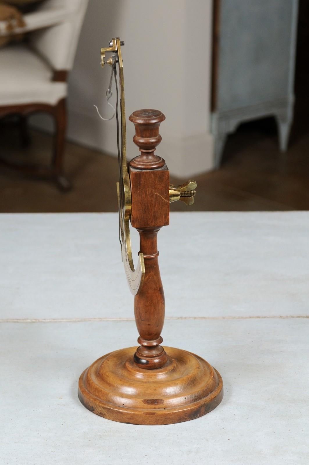 French 19th Century Brass Fabric Scale on Wooden Base Signed Robert A Vienne For Sale 10