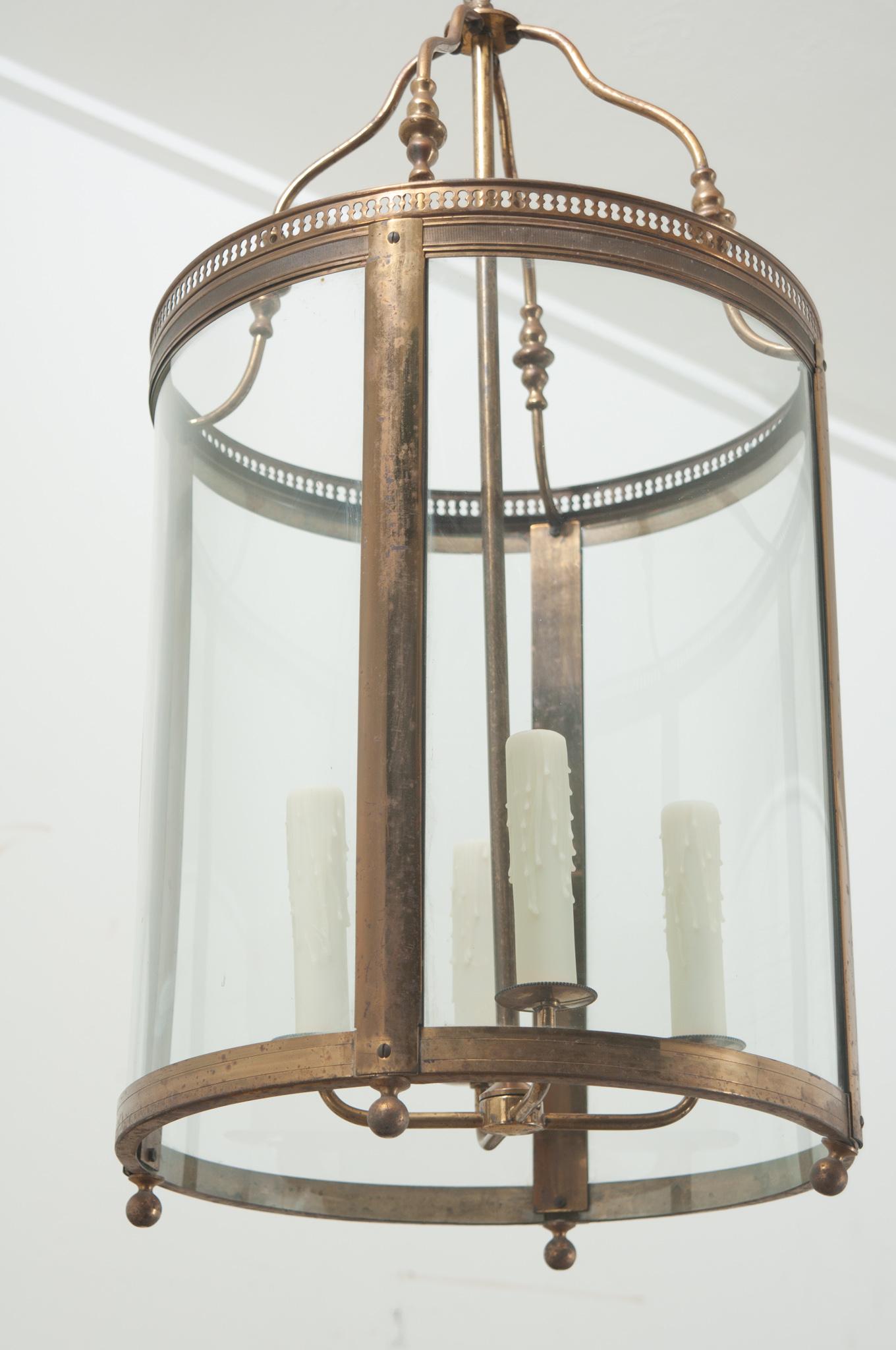 French 19th Century Brass & Glass Lantern For Sale 5