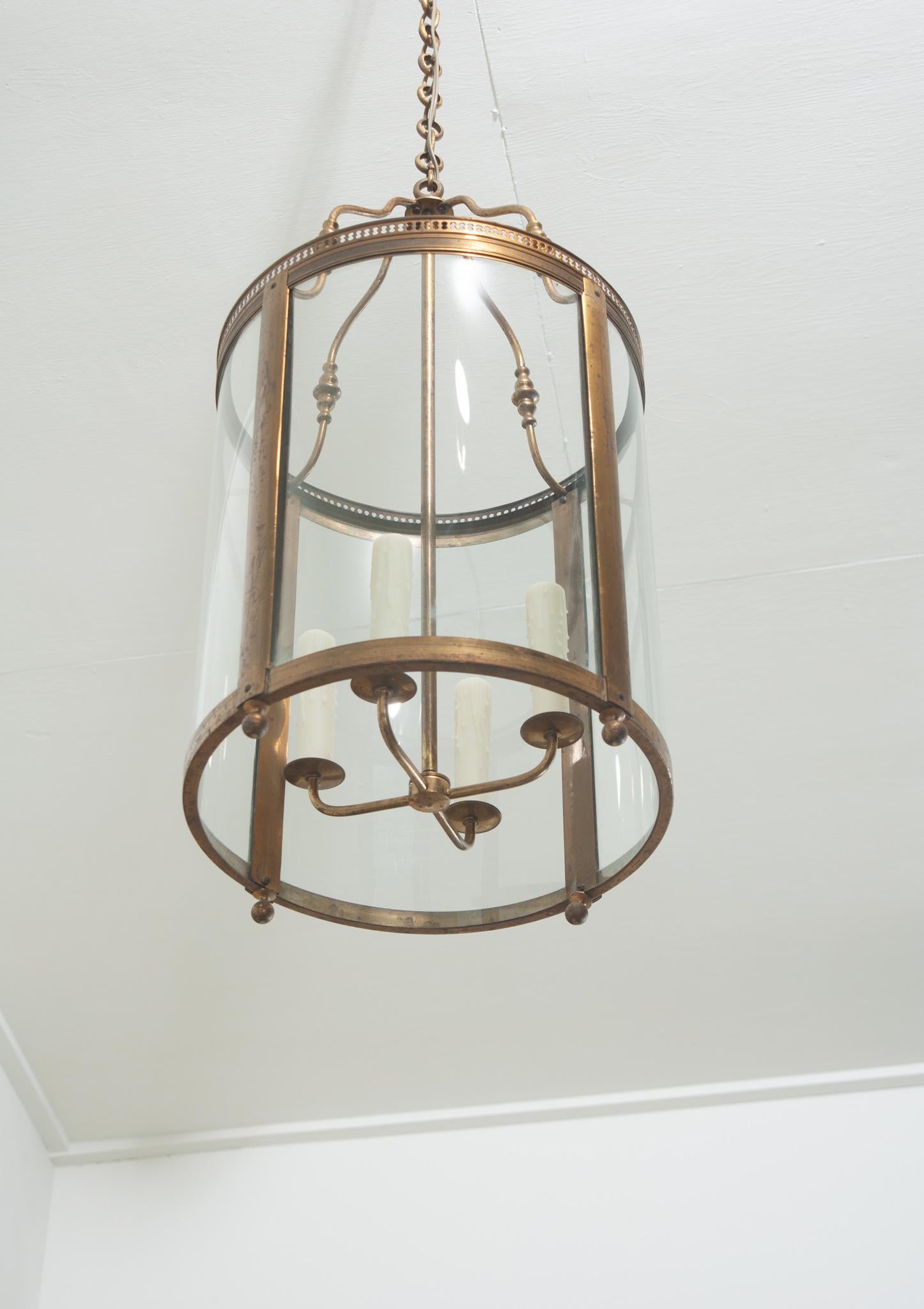 French 19th Century Brass & Glass Lantern For Sale 7