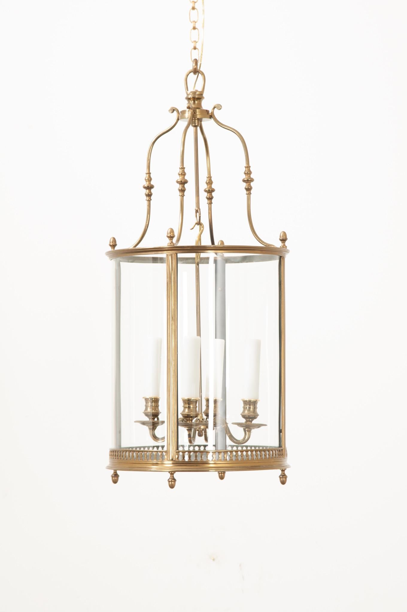 Metal French 19th Century Brass & Glass Lantern