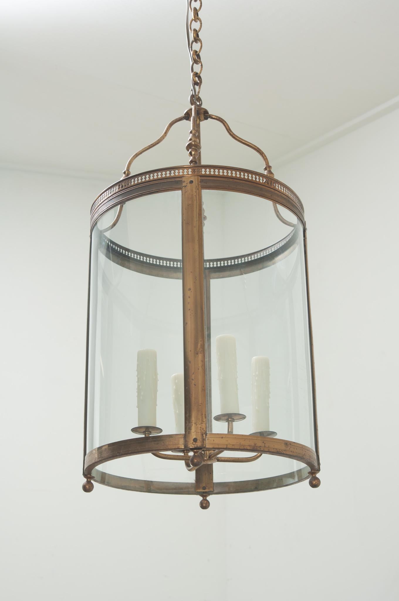 French 19th Century Brass & Glass Lantern For Sale 2