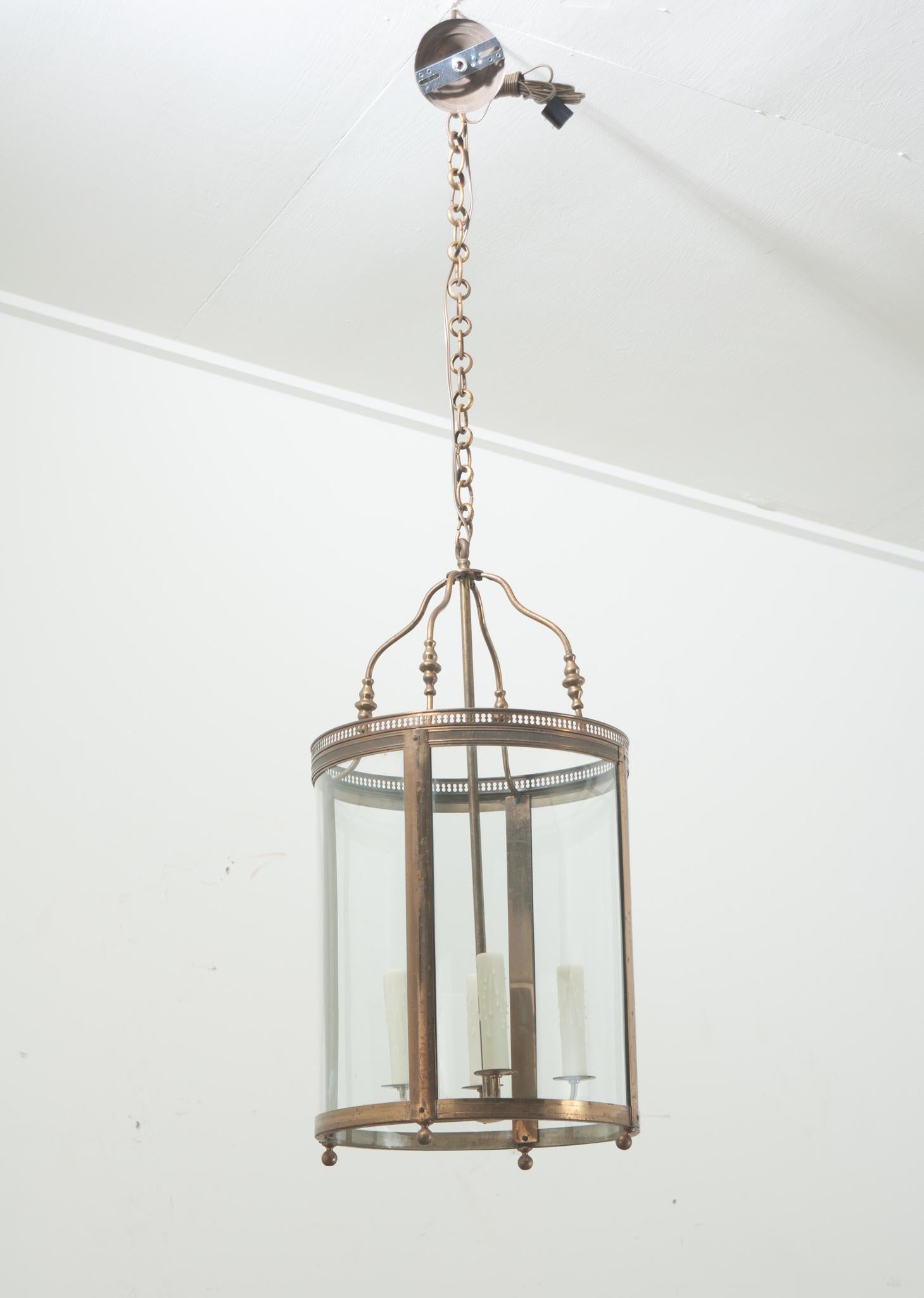 French 19th Century Brass & Glass Lantern For Sale 3