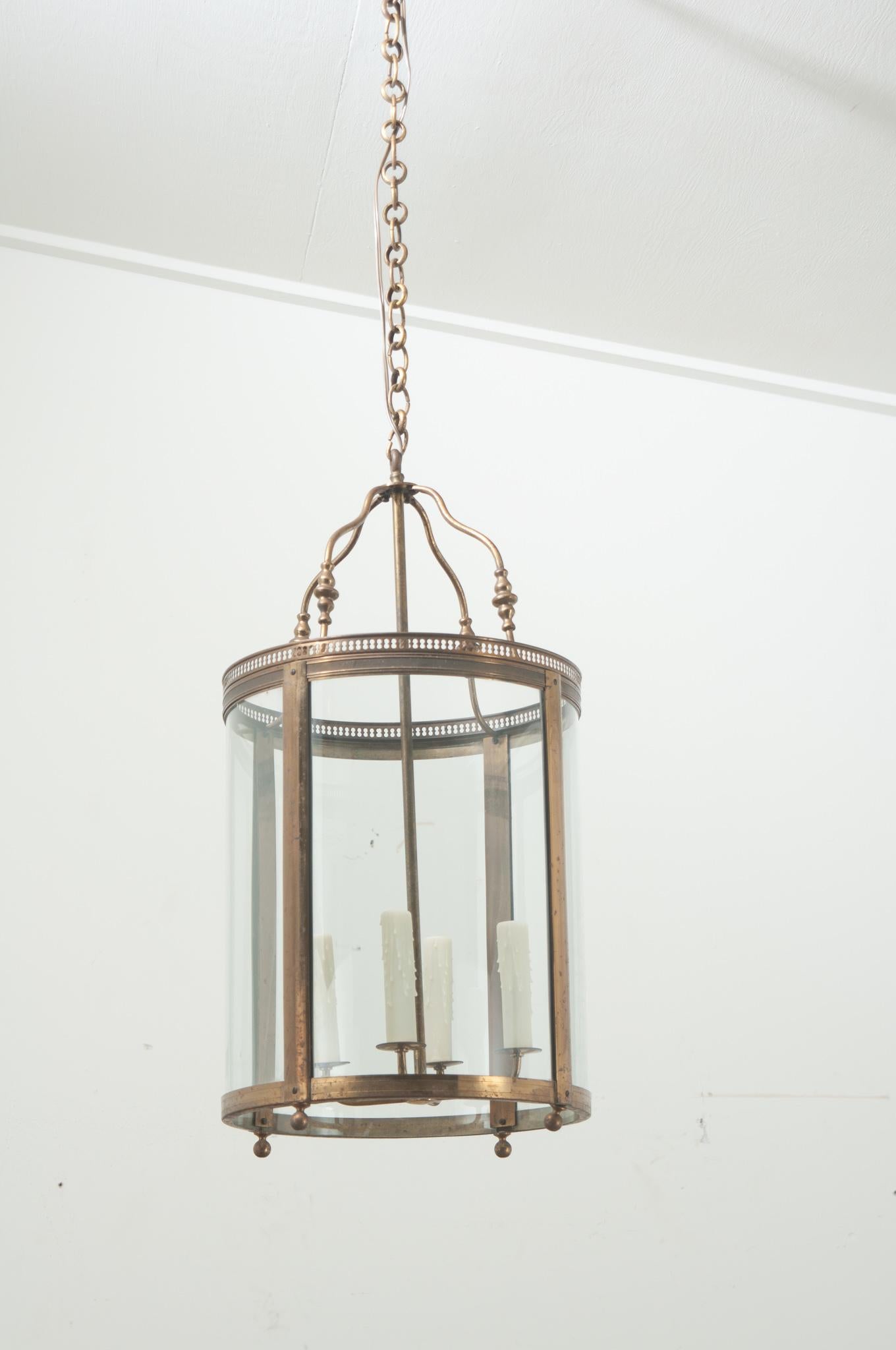 French 19th Century Brass & Glass Lantern For Sale 4