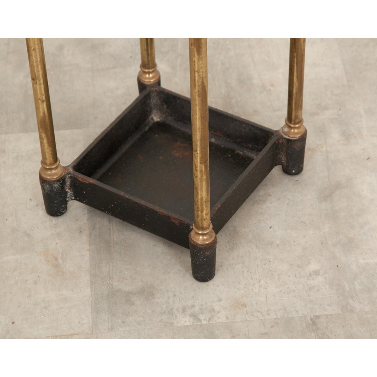 Cast French 19th Century Brass & Iron Umbrella Stand