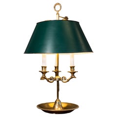 Used French 19th Century Brass Three-Lights Bouillotte Table Lamp with Bird Motifs