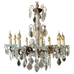 Lampadario francese del XIX secolo in bronzo e cristallo