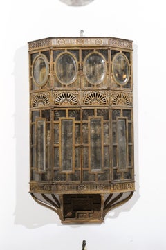 French 19th Century Bronze and Glass Display Wall Cabinet with Medallions
