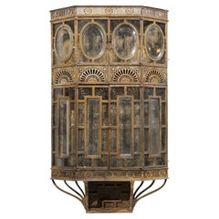 French 19th Century Bronze and Glass Display Wall Cabinet with Medallions