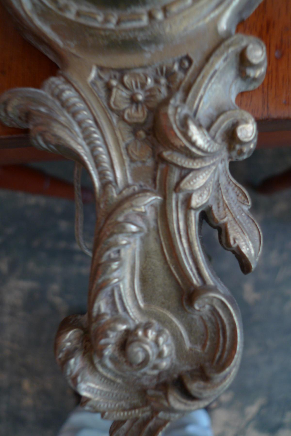 French 19th Century Bronze and Glass Two-Light Sconce 1
