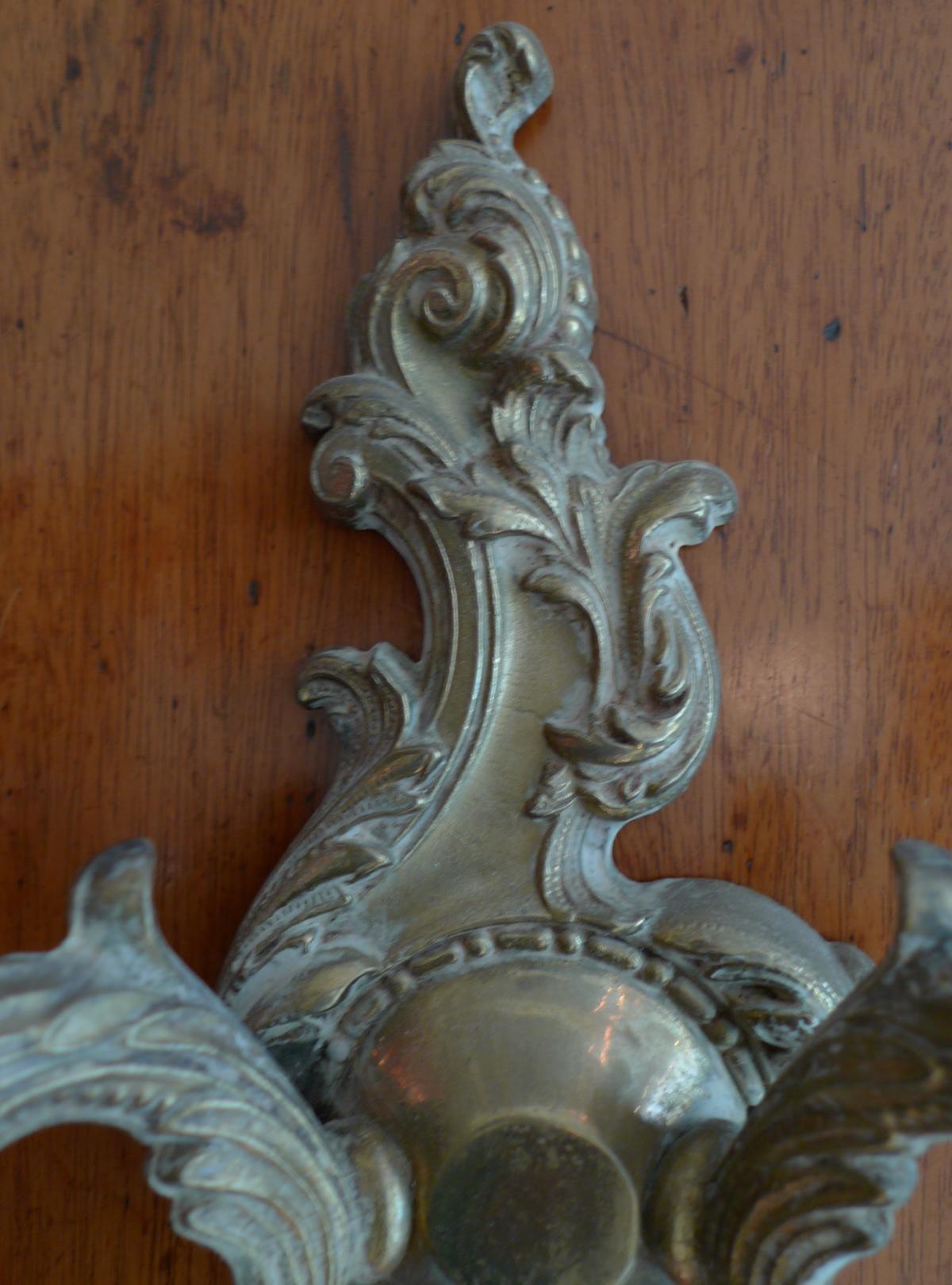 French 19th Century Bronze and Glass Two-Light Sconce 2