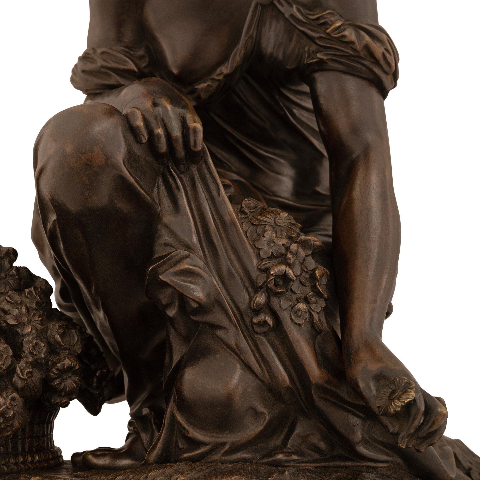 French 19th Century Bronze And Marble Statue Signed By Schoenewerk And Marchand For Sale 1