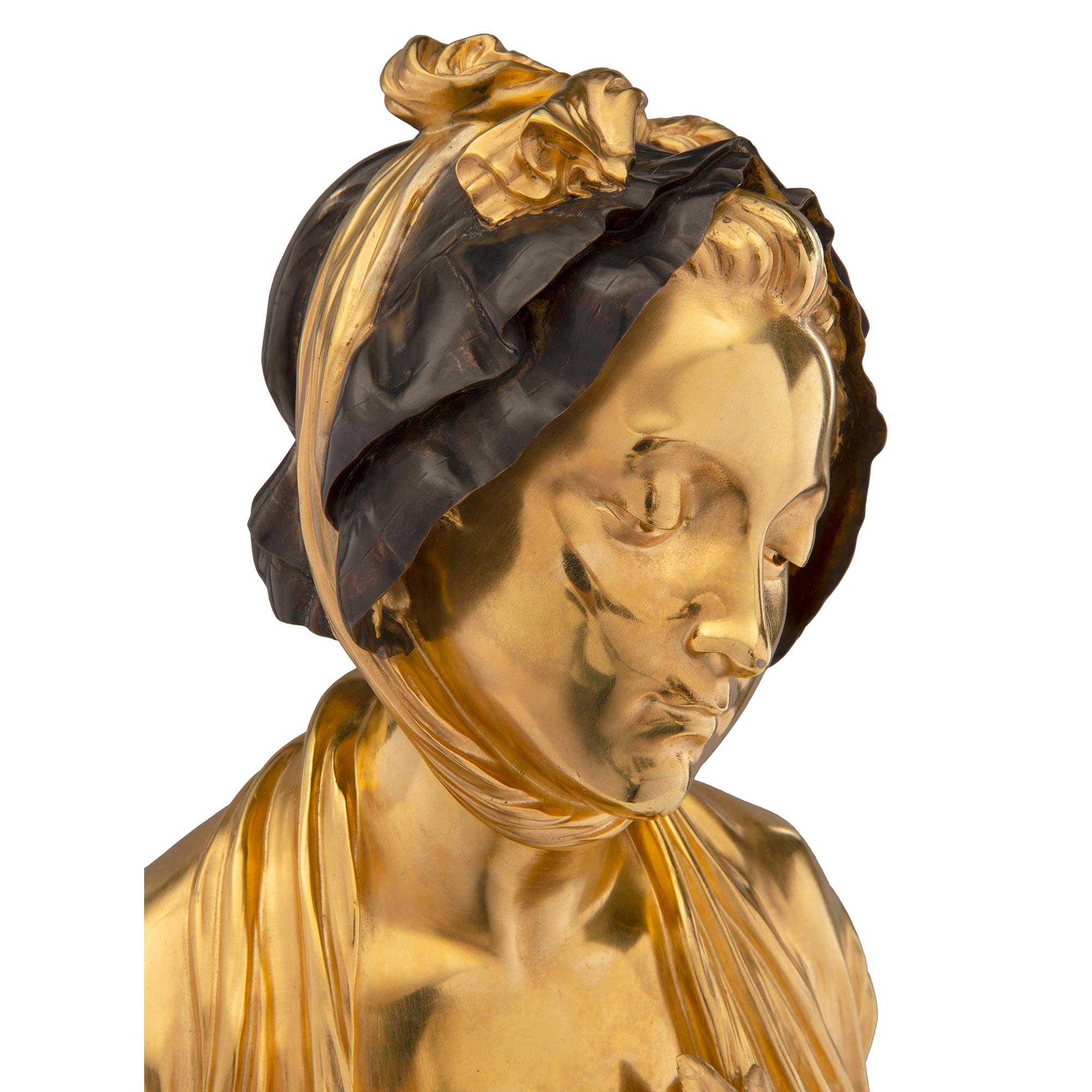 French 19th Century Bronze and Ormolu Bust, Signed Elie-Joseph Laurent For Sale 1