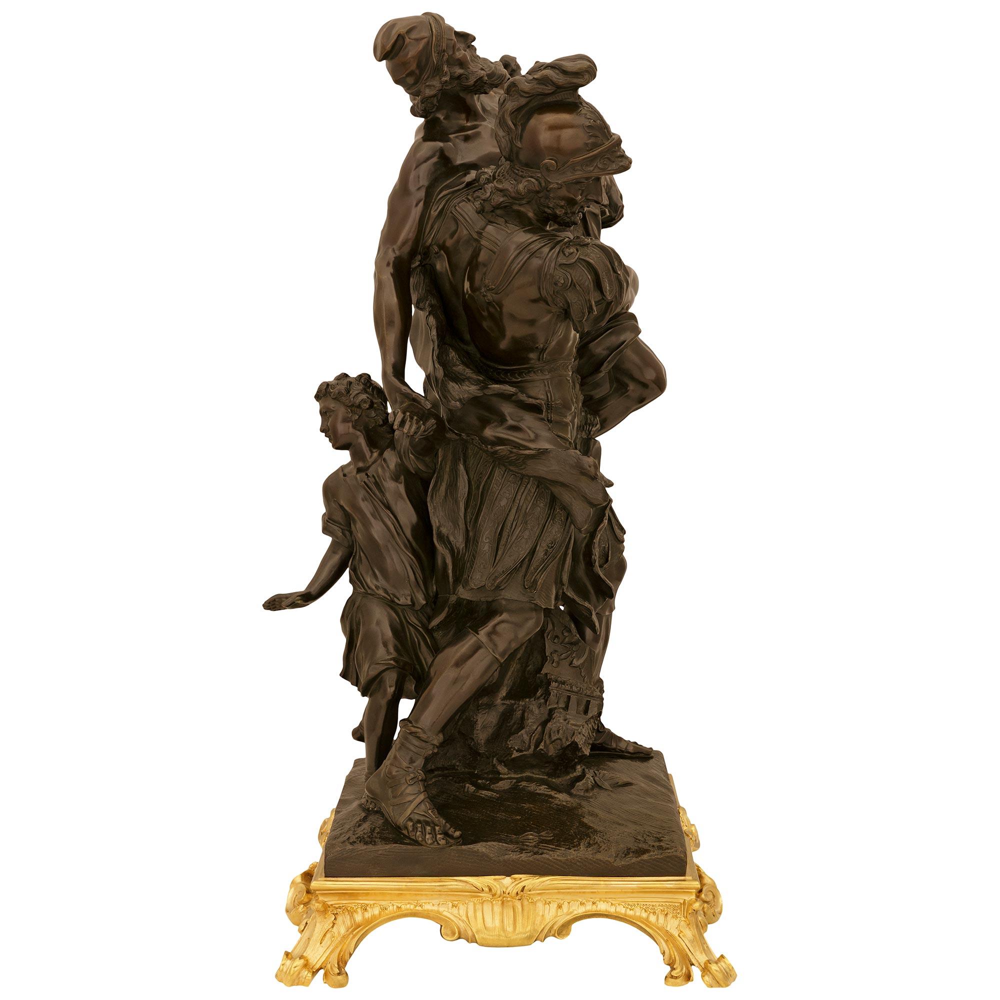 Neoclassico Statua francese del XIX secolo in bronzo e ormolu di Enea e Anchise in vendita