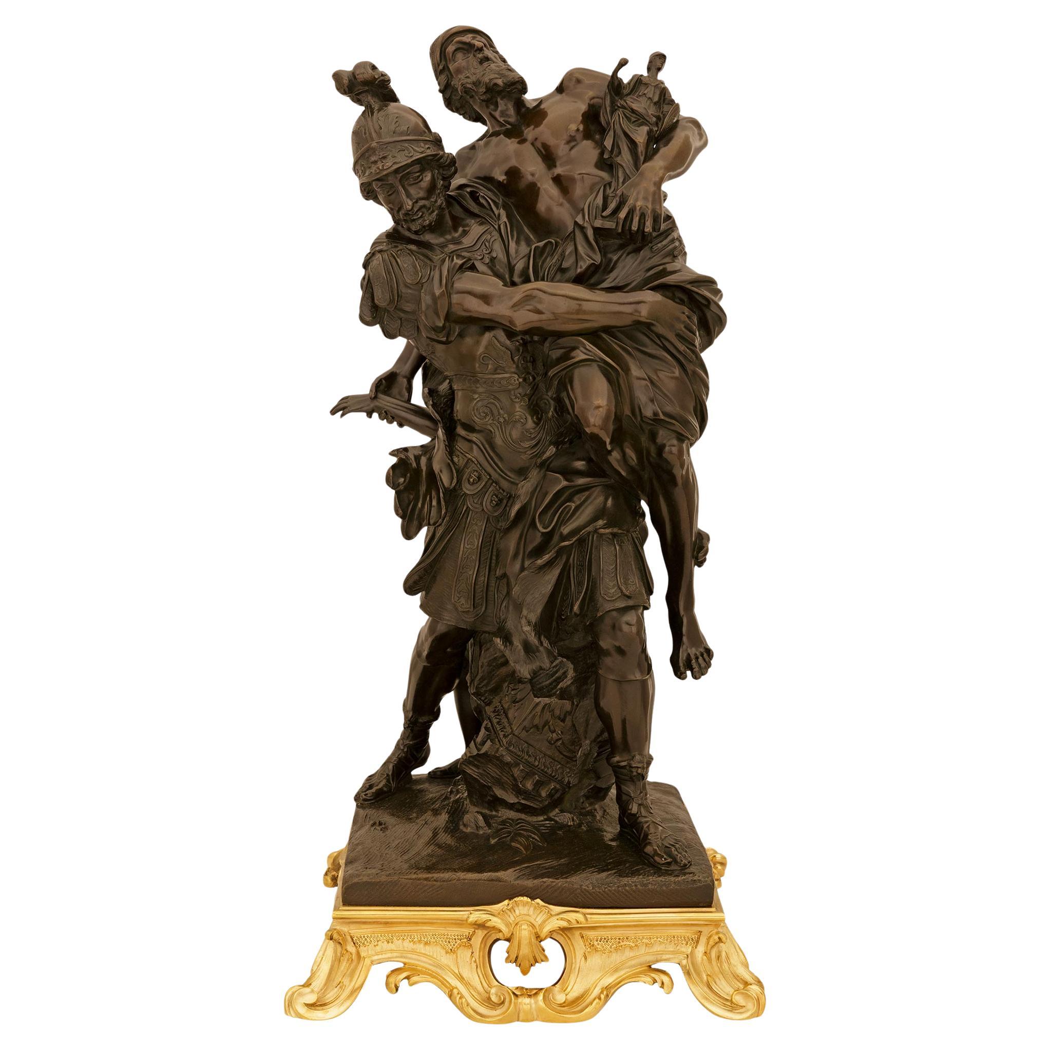 Statua francese del XIX secolo in bronzo e ormolu di Enea e Anchise in vendita