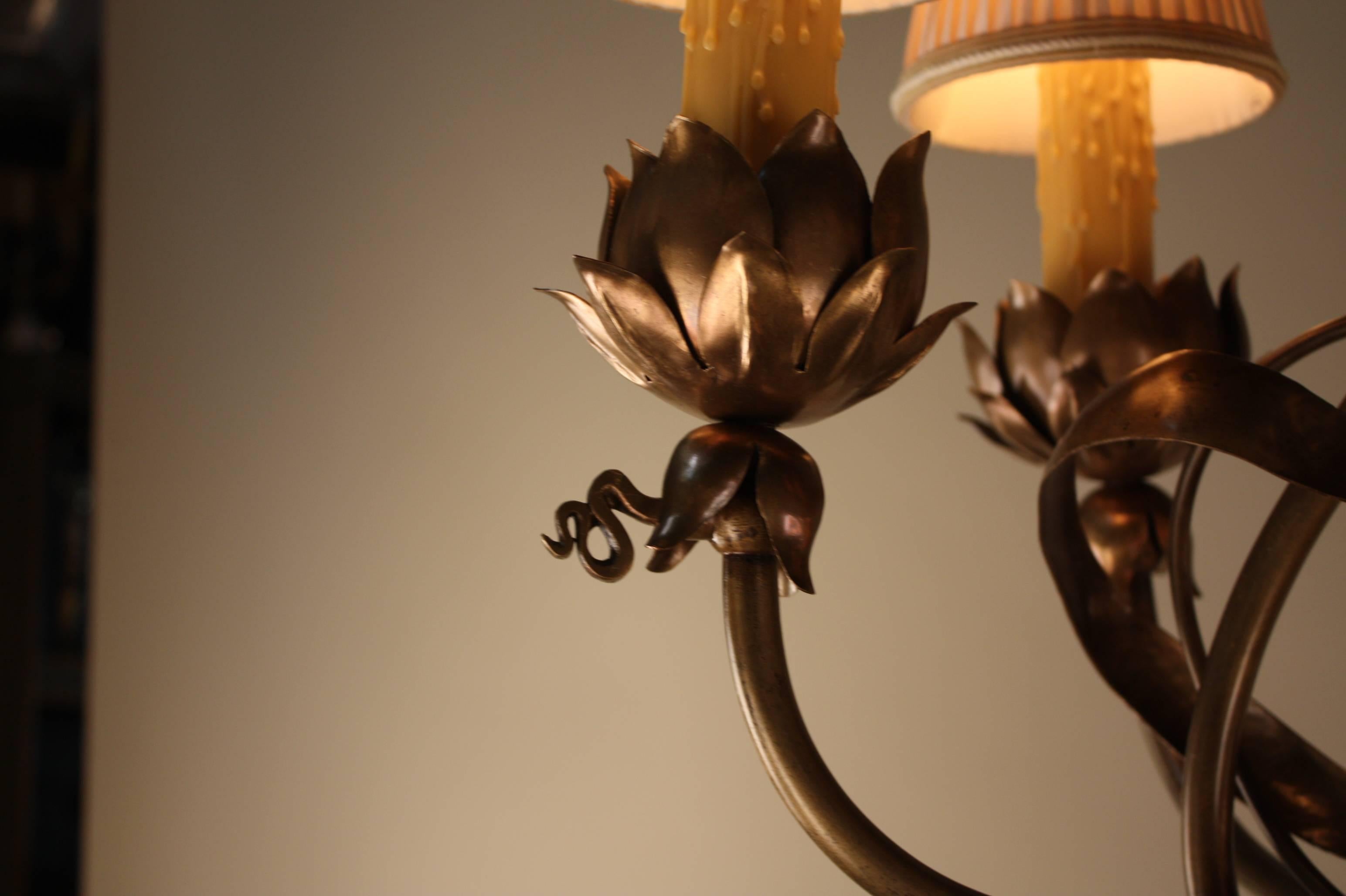 French 19th Century Bronze Art Nouveau Chandelier In Good Condition In Fairfax, VA