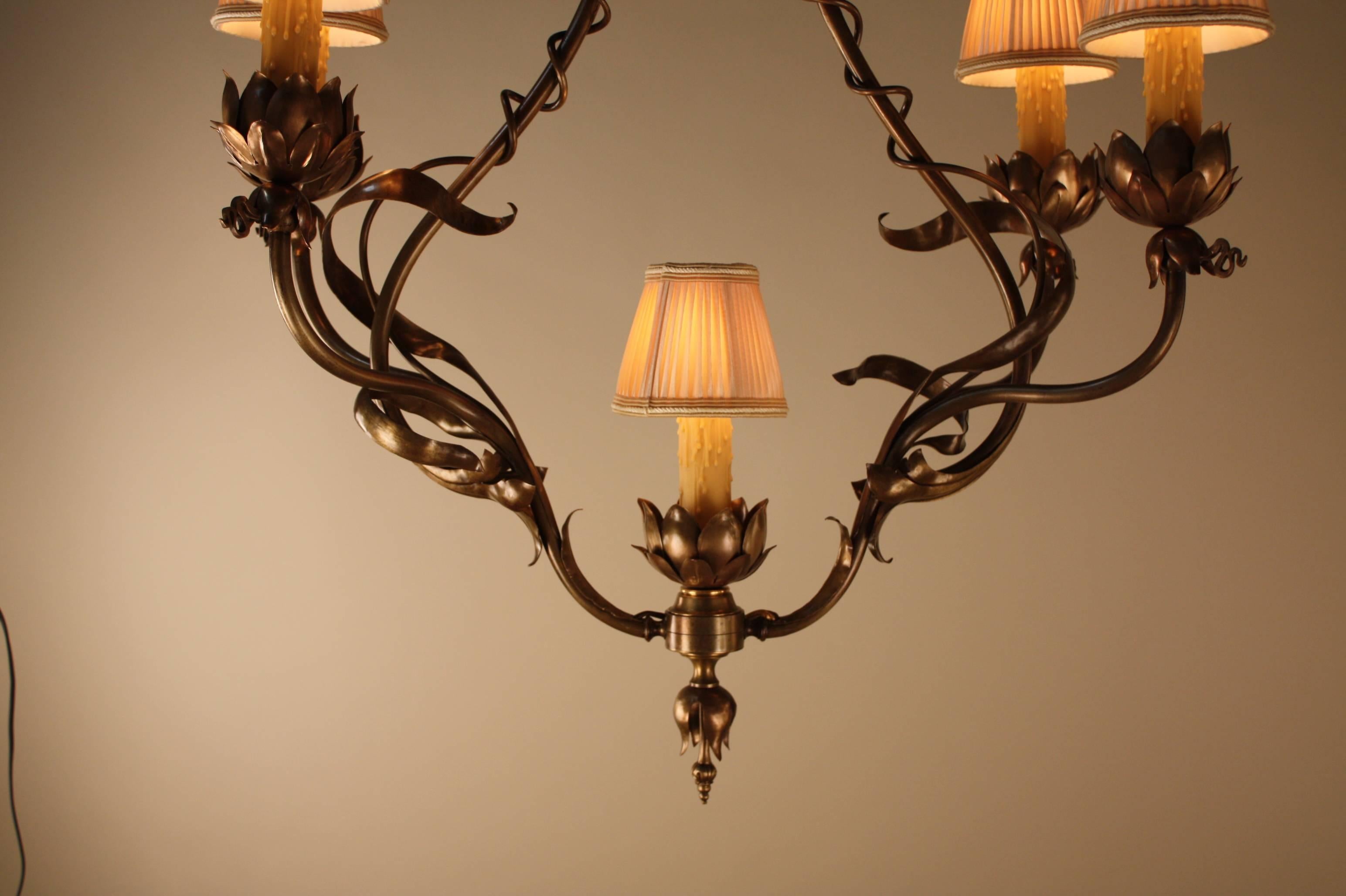 French 19th Century Bronze Art Nouveau Chandelier 6