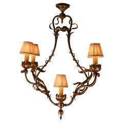 French 19th Century Bronze Art Nouveau Chandelier