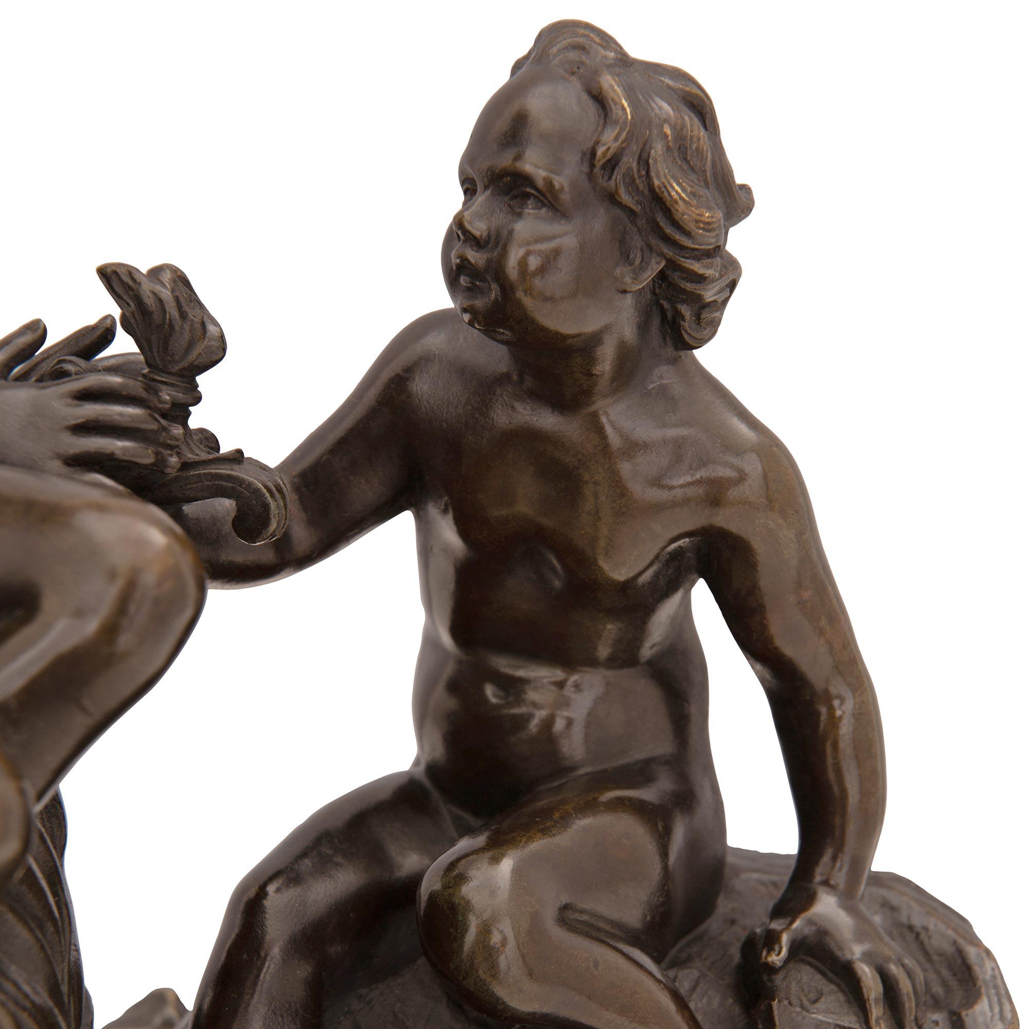 French 19th Century Bronze, Breccia De Pavonazza and Sienna Marble Statue For Sale 4