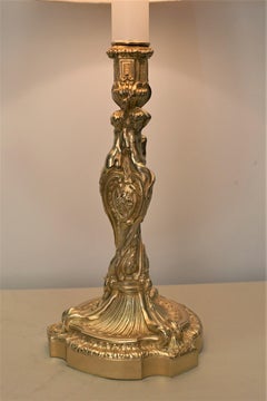 French 19th Century Bronze Candlestick Lamp