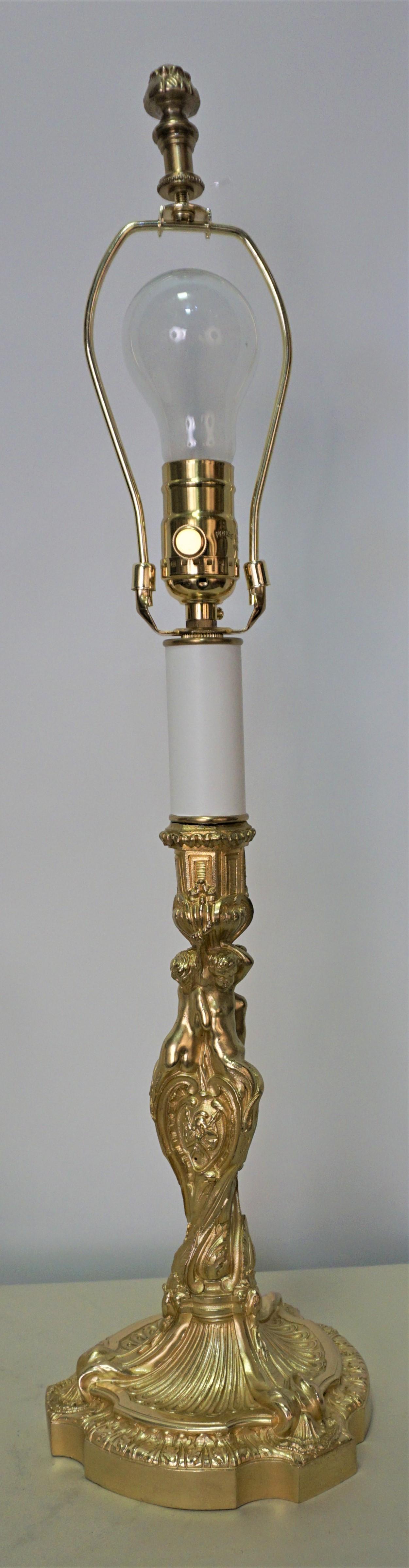 French 19th Century Bronze Candlestick Lamp For Sale 3