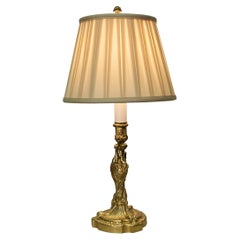 French 19th Century Bronze Candlestick Lamp