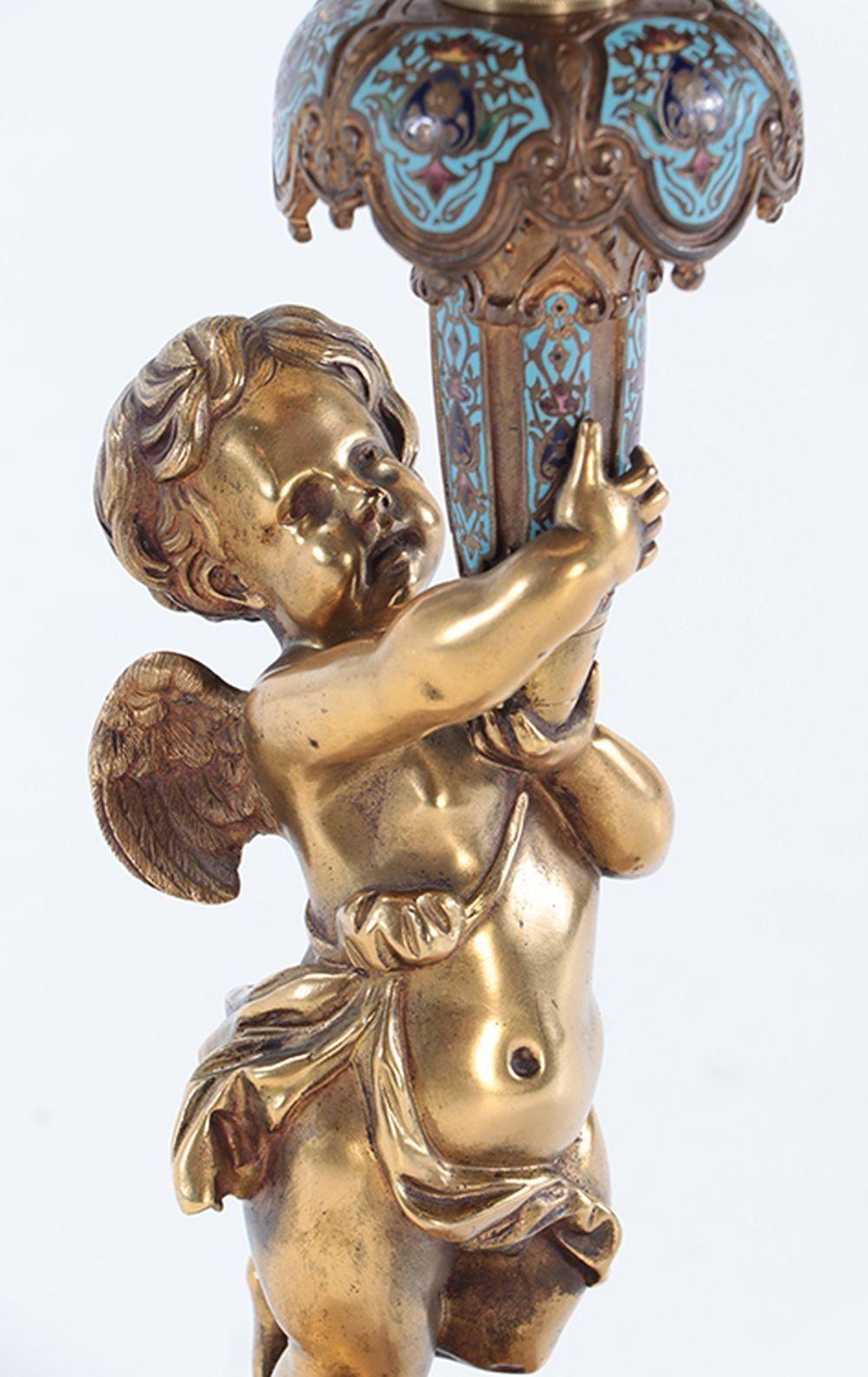 Französisch 19. Jahrhundert Bronze Champlevé Centerpiece w / Onyx Top im Angebot 2