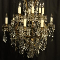French 19th Century Bronze & Crystal 12-Light Chandelier
