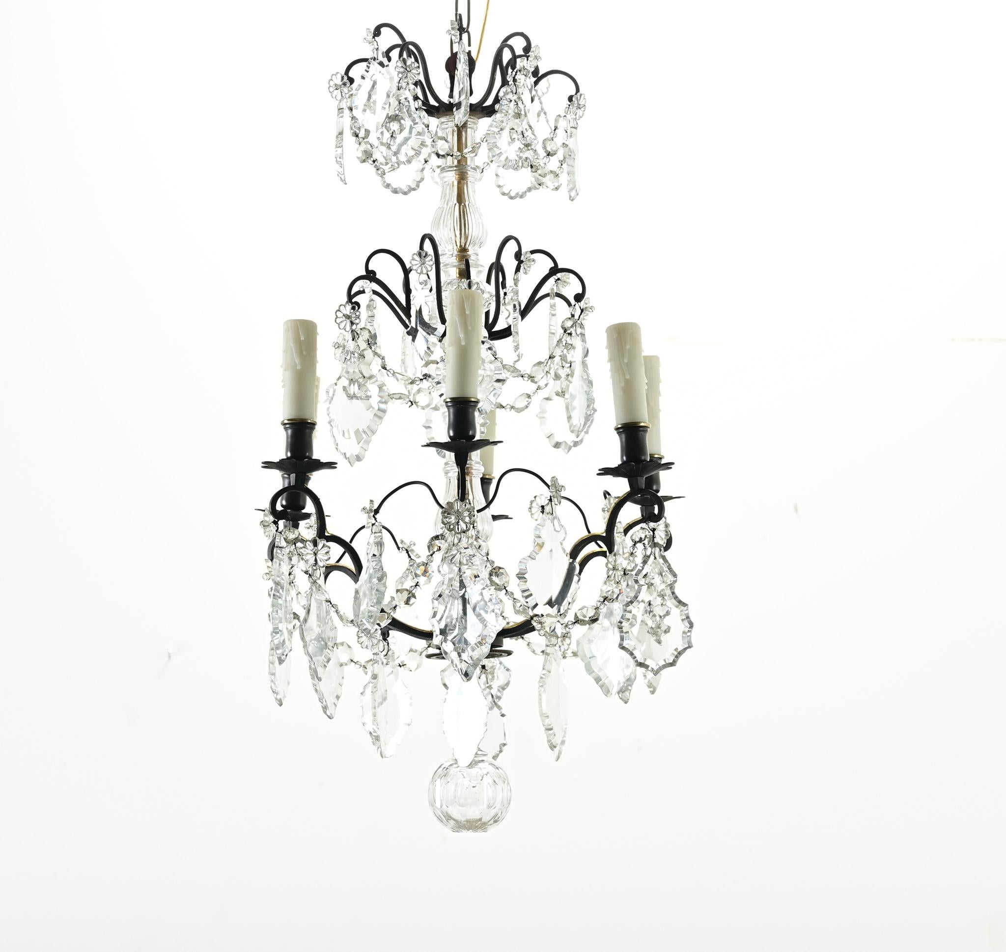 Other French 19th Century Bronze & Crystal Chandelier