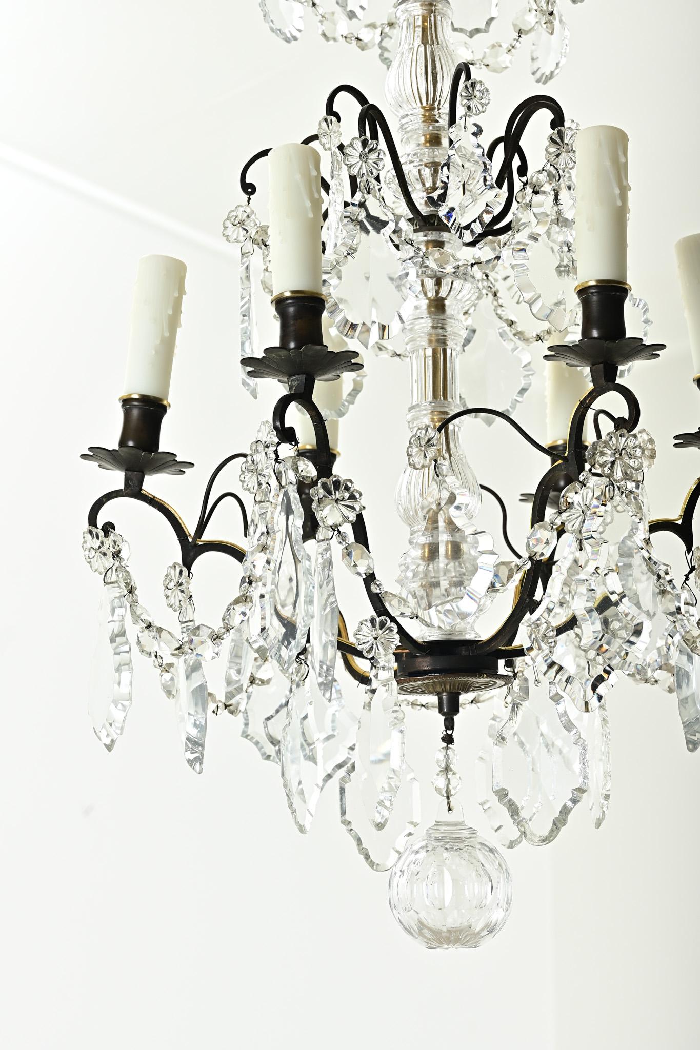 French 19th Century Bronze & Crystal Chandelier 1