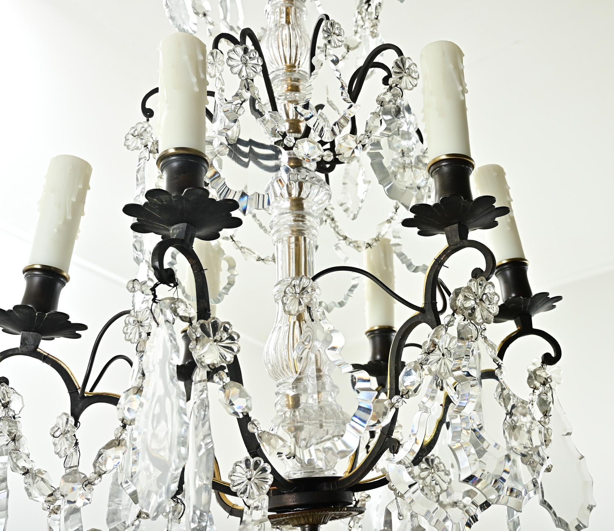 French 19th Century Bronze & Crystal Chandelier 2