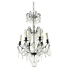 Antique French 19th Century Bronze & Crystal Chandelier