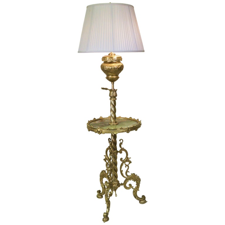 French 19th Century Bronze Electrified, Oil Floor Lamp
