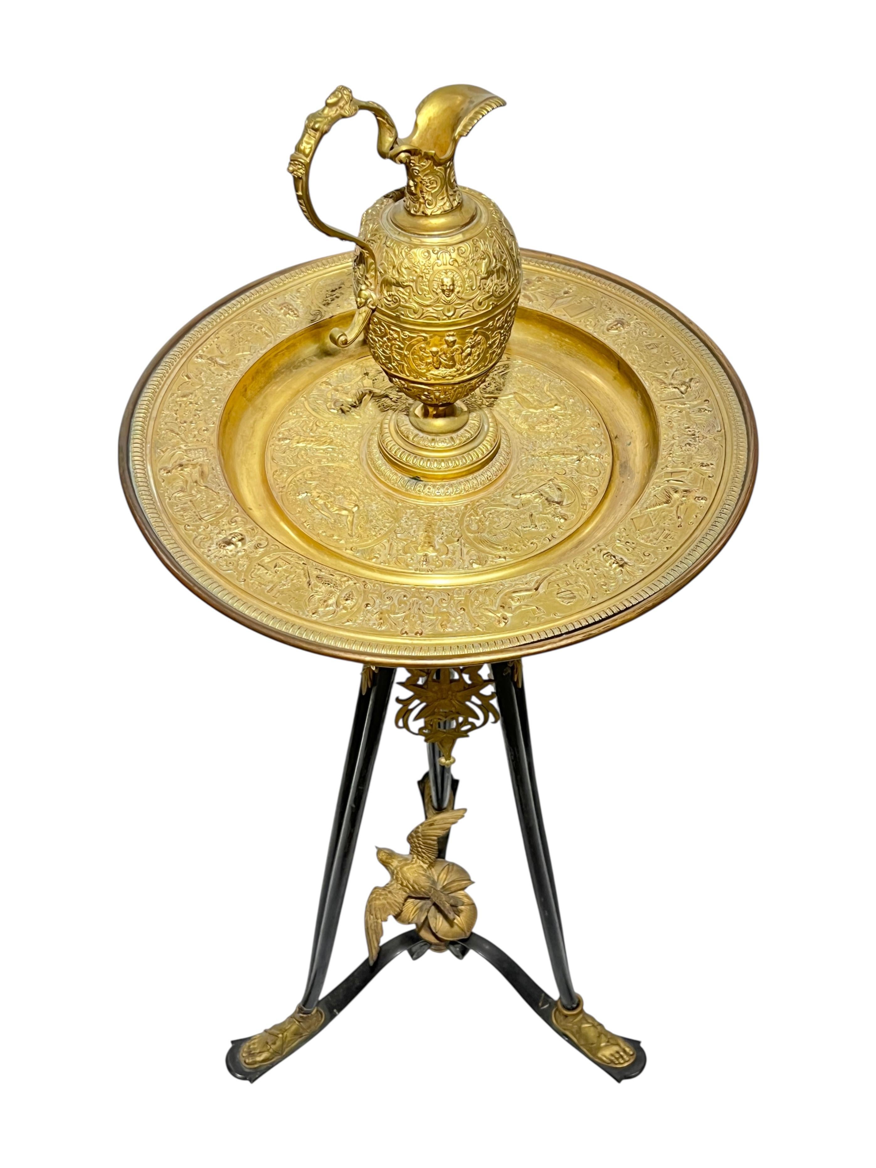 Neoclassical French 19th Century  Bronze  Electroform  Ewer and Basin on Stand For Sale