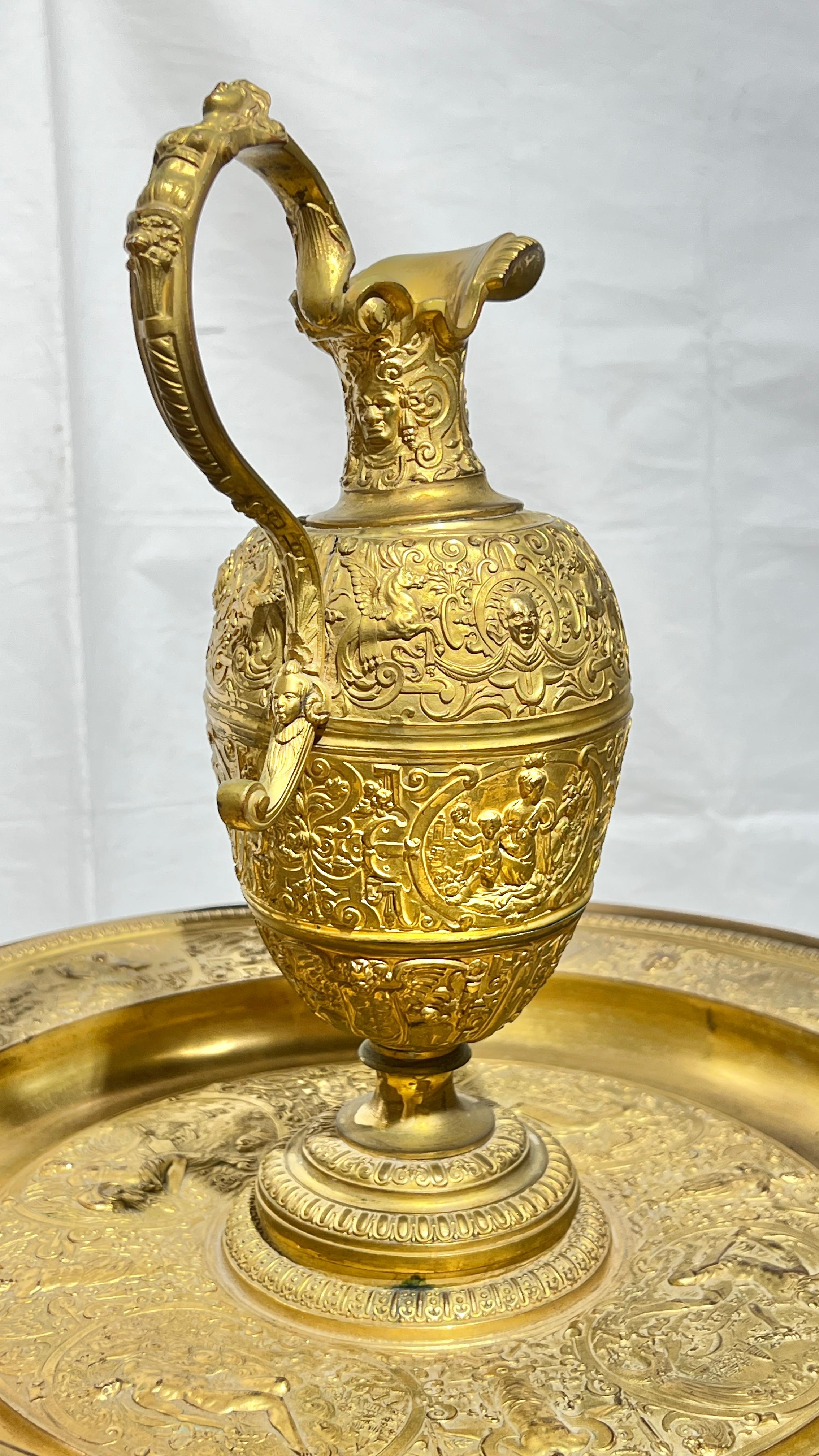 French 19th Century  Bronze  Electroform  Ewer and Basin on Stand For Sale 2