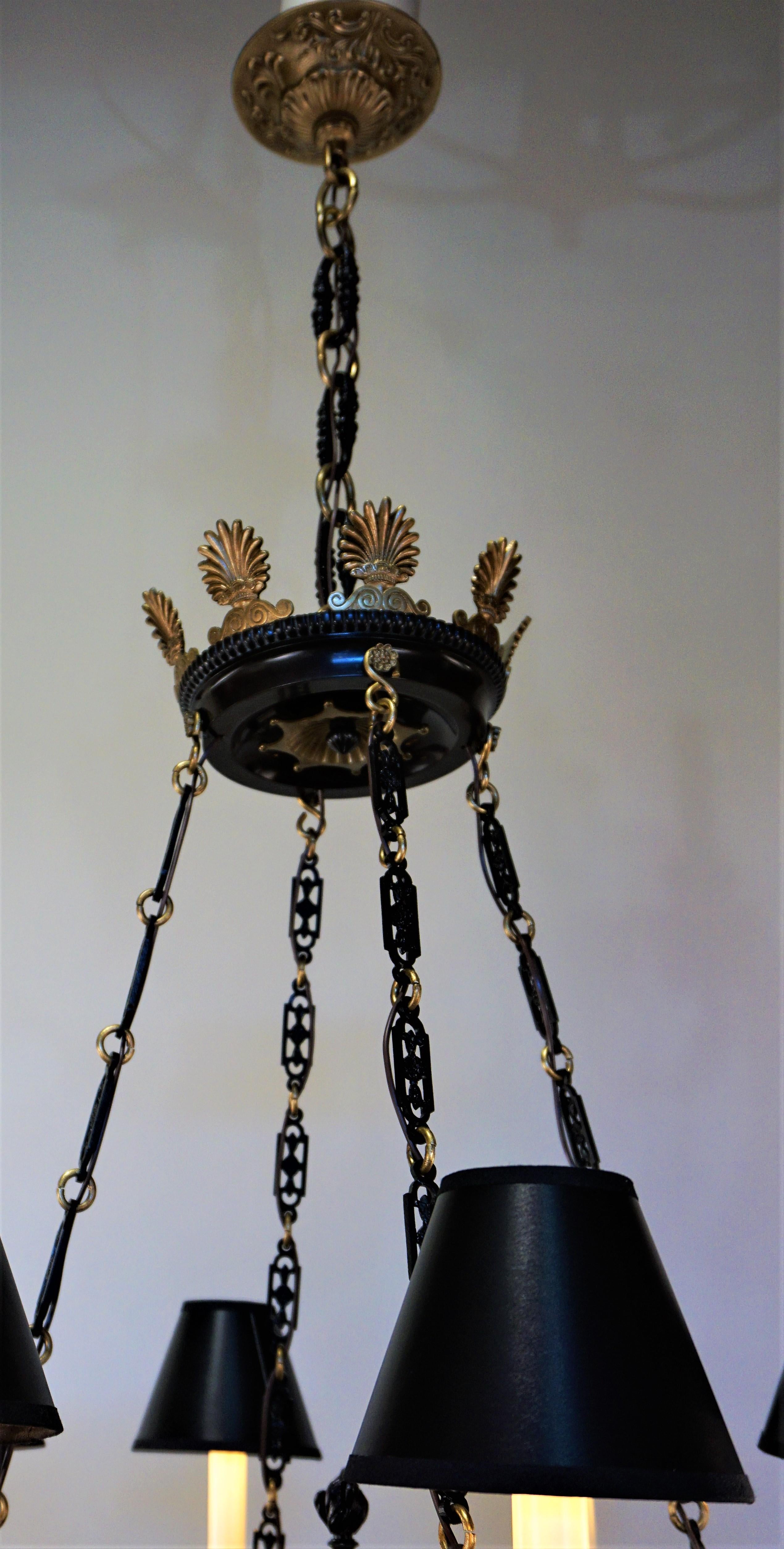 French, 19th Century Bronze Empire Chandelier In Good Condition In Fairfax, VA