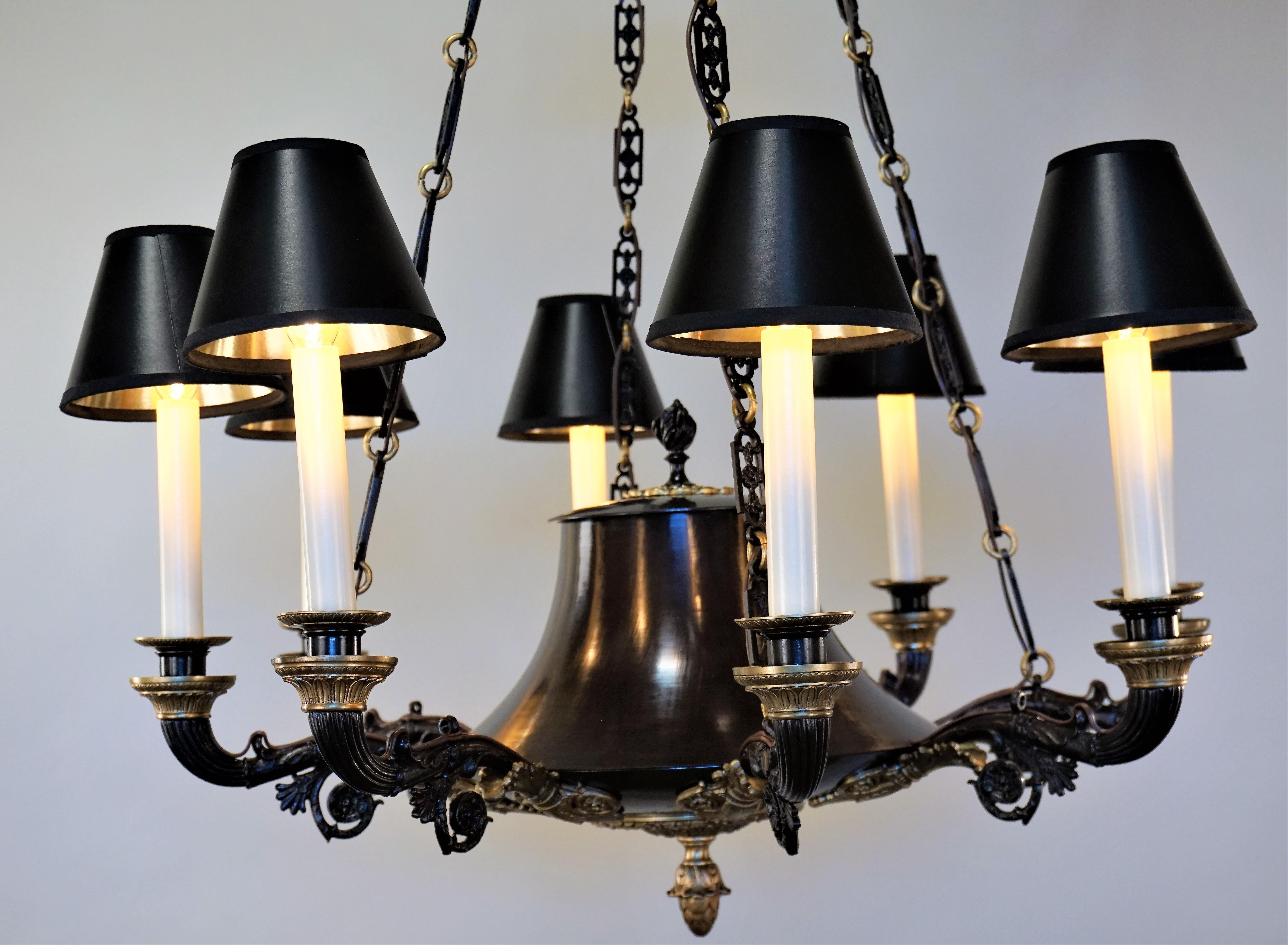 French, 19th Century Bronze Empire Chandelier 1