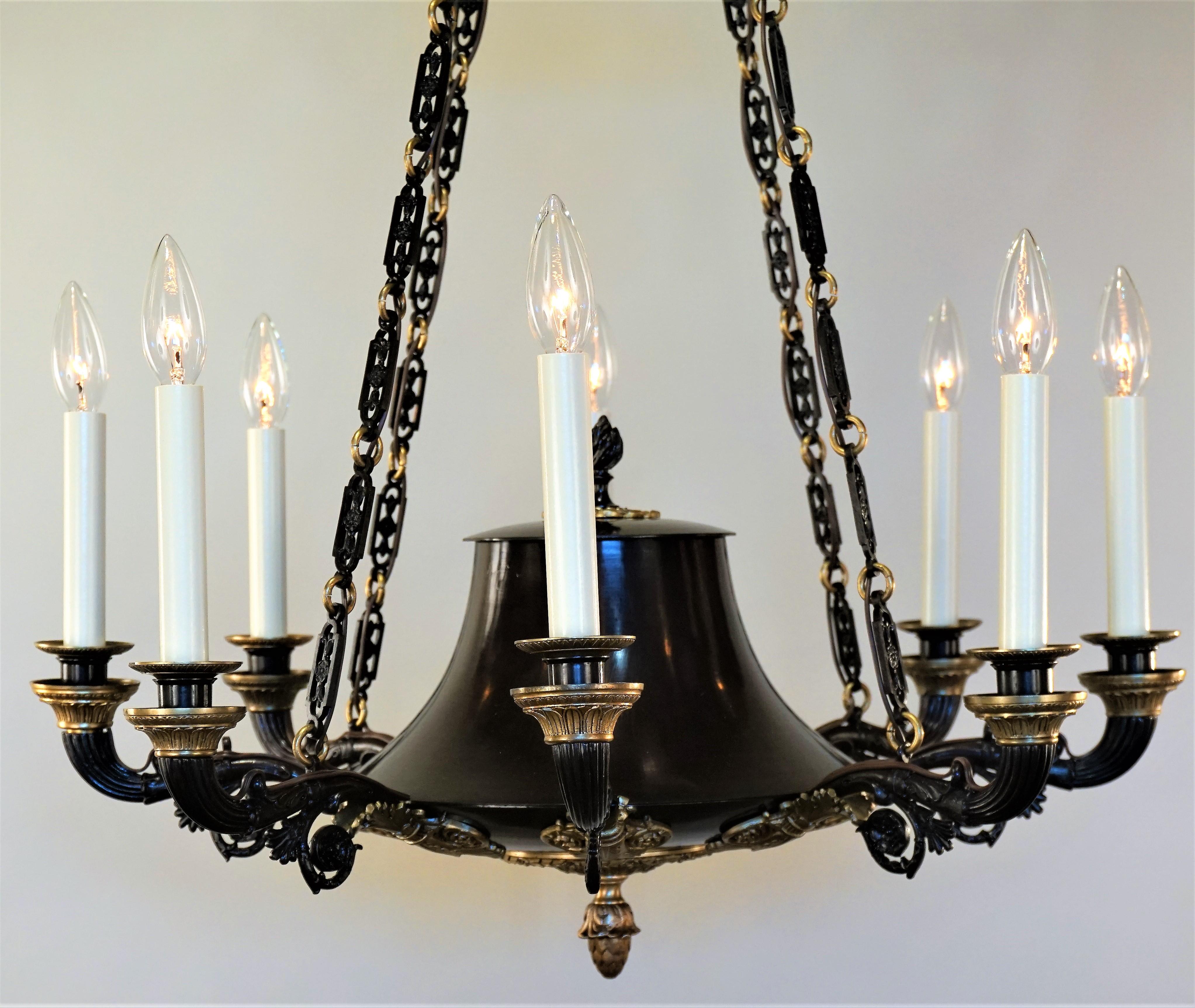 French, 19th Century Bronze Empire Chandelier 3