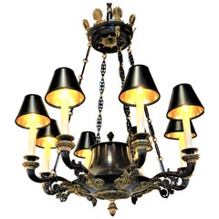 French, 19th Century Bronze Empire Chandelier