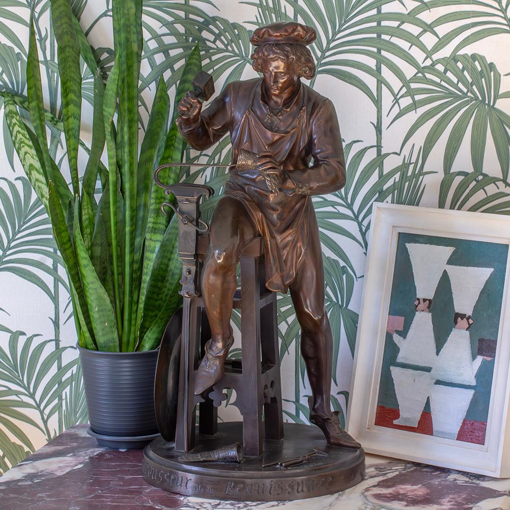 French 19th Century Bronze Figure “Repousseur de la Renaissance” by ...