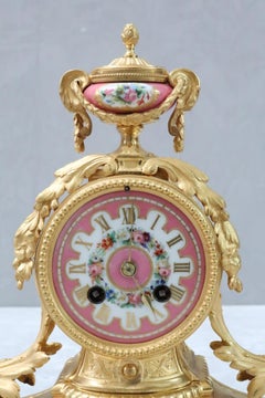 French 19th Century Bronze Gilt and Porcelain Mantel Clock