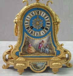 French 19th Century Bronze Gilt and Porcelain Mantel Clock